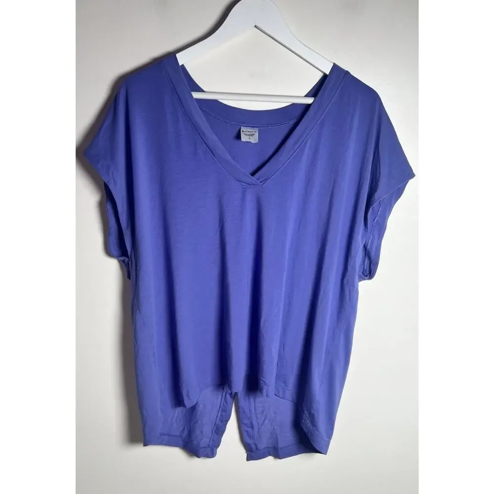 Athleta Essence Away From Body Purple Womens XL Workout Gym Yoga Stretch Tee EUC - Picture 1 of 7